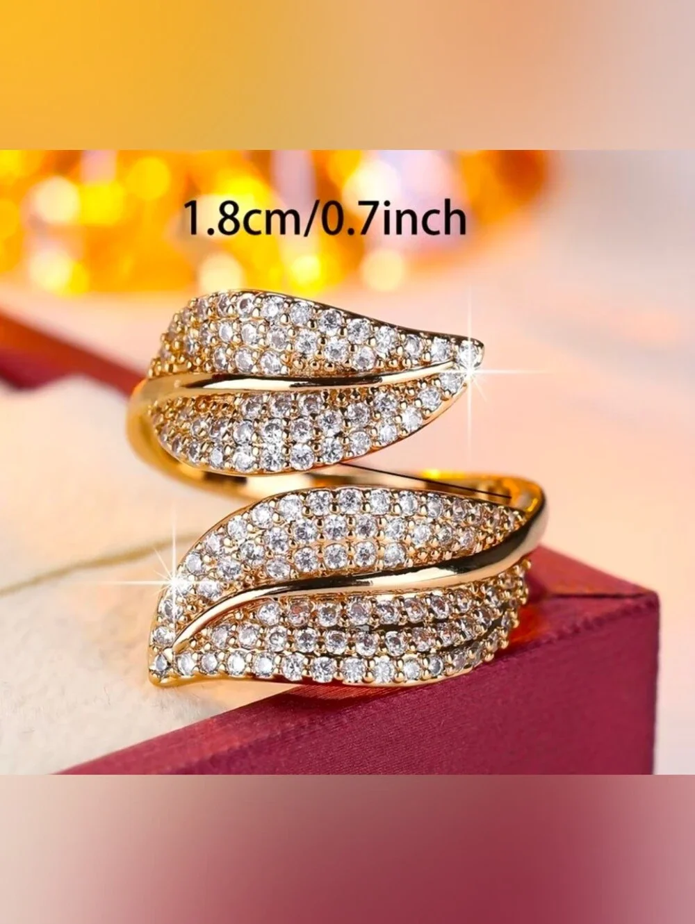 $8 Each Or Bundle 5/$20 Gold Crystal Leaf Adjustable Wrap Ring- No Box